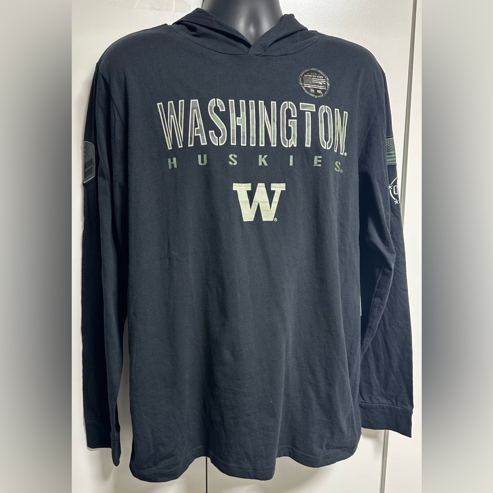 Washington Huskies Colosseum OHT Military Appreciation Light Hoodie  - Black NWT - Picture 2 of 10